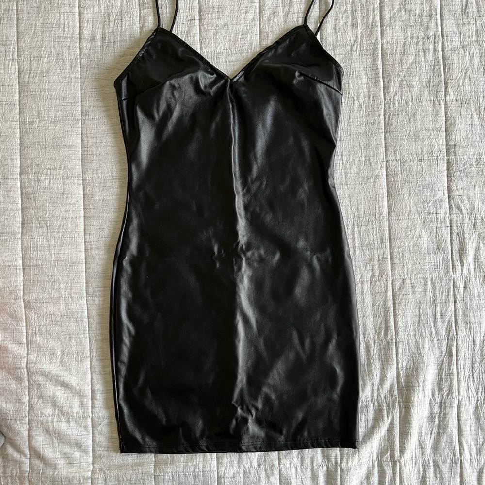 Fashion Nova Black Leather Dress